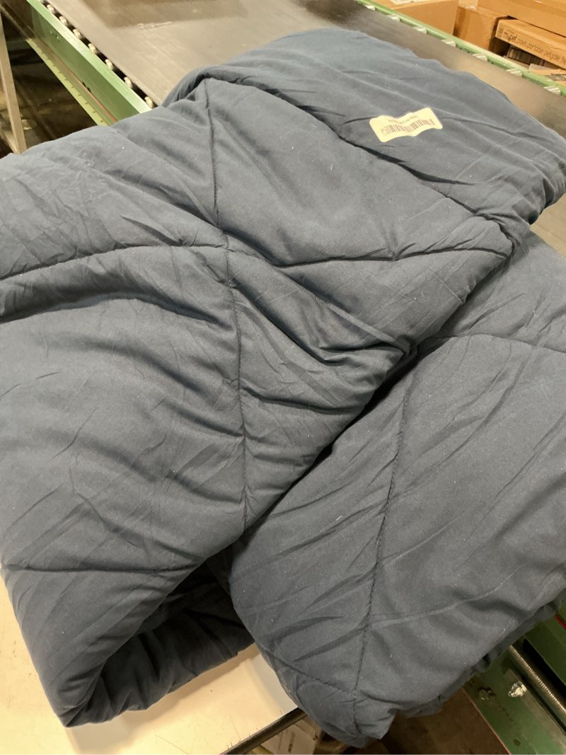 Condition photo showing As Is for CozyLux King Size Comforter Set Navy Blue - 7 Pieces Bed in a Bag King, Luxury Soft Bed Set for All Seasons, Bedding Set with Down Alternative Comforter, Sheets, Pillowcases & Shams Navy King
