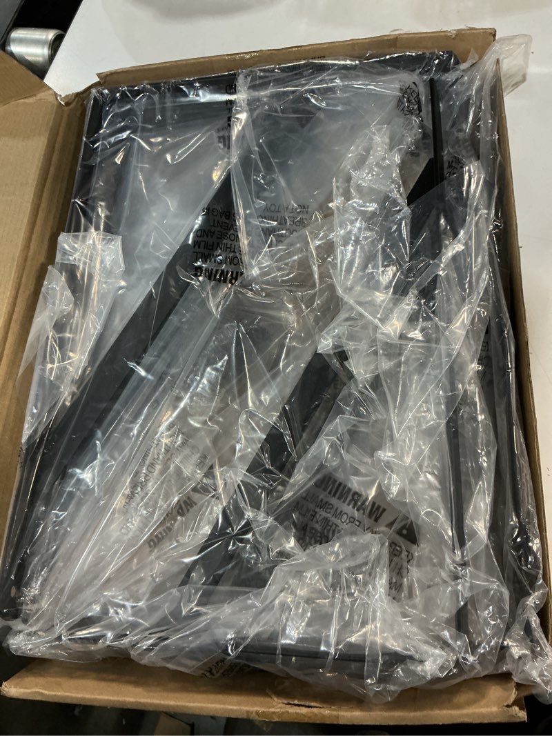 Condition photo showing As Is for 6 pack l14 x h 10" black heavy duty shelf brackets with screws metal shelf brackets shelf support angle brackets for shelves l brackets heavy duty floating shelf 6 pack-black 14''x10''