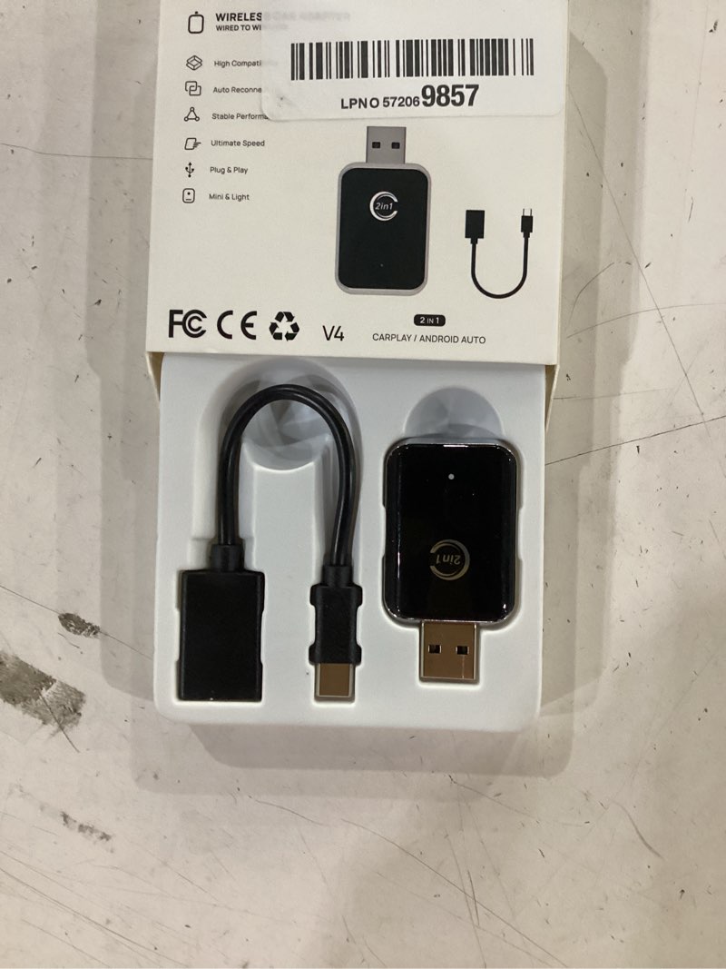 Condition photo showing Good Condition for czocpos wireless carplay adapter for iphone, 2 in 1 plug and play mini carplay and android auto adapter for ios 10 android 11 and above, convert wired car play to wireless (black)