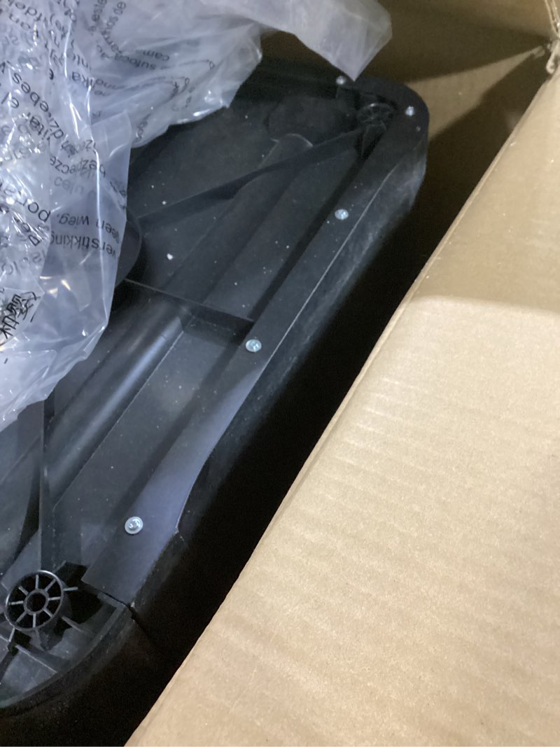 Condition photo showing As Is for amazon basics 200-sheet auto feed cross cut paper shredder with pullout basket, black 200 sheet black