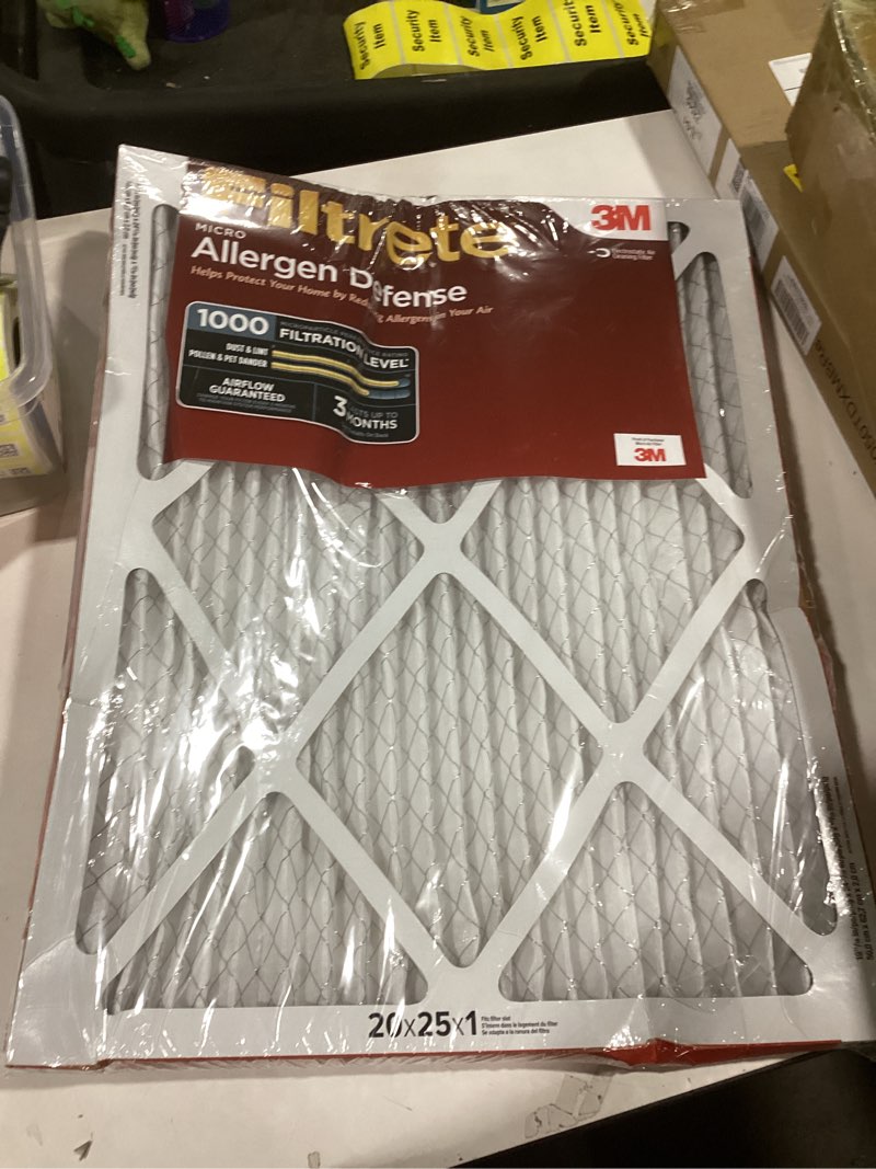 Condition photo showing As Is for Filtrete 20x25x1 AC Furnace Air Filter, MERV 11, MPR 1000, Micro Allergen Defense, 3-Month Pleated 1-Inch Electrostatic Air Cleaning Filter, 2 Pack (Actual Size 19.688 x 24.688 x 0.84 in)