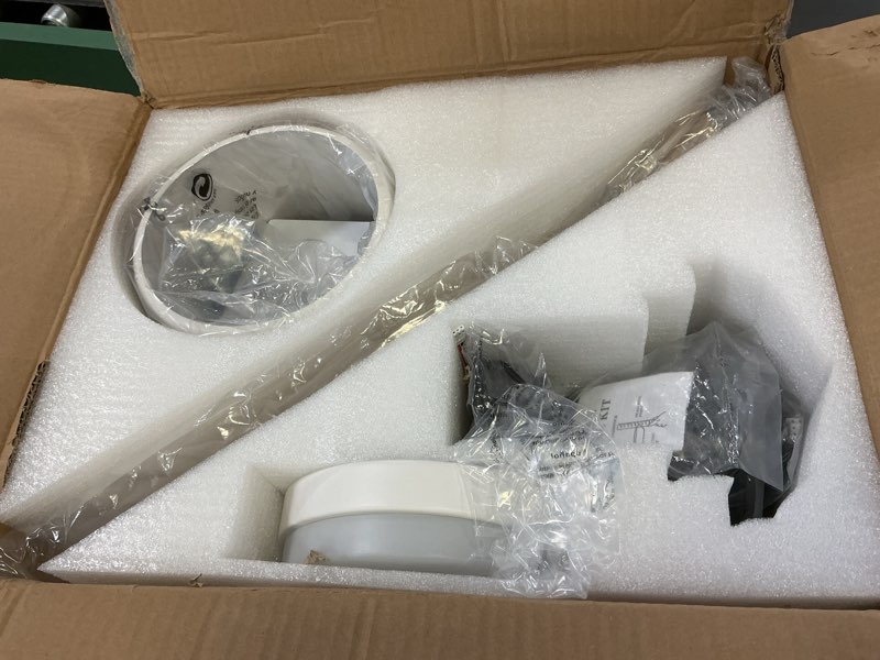Condition photo showing Good Condition for gesum 42" flush mount ceiling fan light with 3 colors, 6 speeds, timing, low profile ceiling fan with remote control 3 blades for bedroom dining room (white wood) white wood 42 inches
