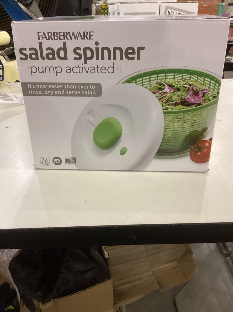Condition photo showing item condition for Farberware Easy to use pro Pump Spinner with Bowl, Colander and Built in draining System for Fresh, Crisp, Clean Salad and Produce, 6.6 quart, Green Green 6.6 quart