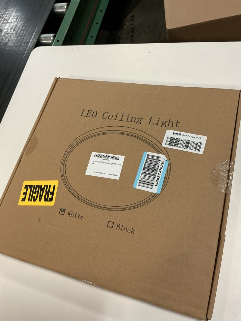 Condition photo showing New/Like New for hunhun 16 inch dimmable led flush mount ceiling light 4800lm round light fixture 5 color temperature selectable super slim large flat ceiling lamp for living dining room white 1 pack white