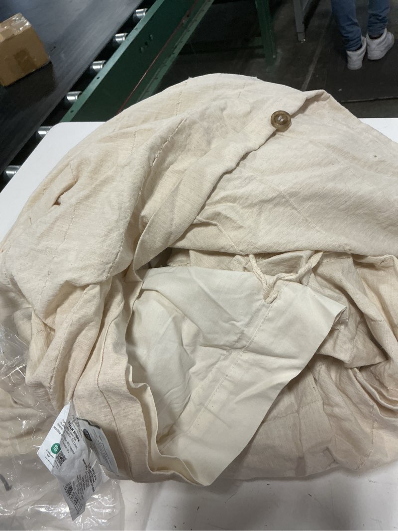 Condition photo showing As Is for king stitch stripe duvet cover tan - hearth & hand™ with magnolia