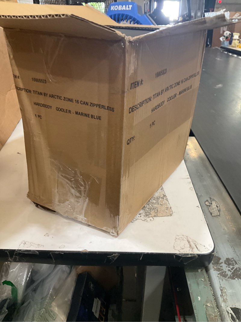 Condition photo showing Good Condition for titan by arctic zone deep freeze cooler - zipperless hardbody cooler - deep freeze insulation, hardbody liner, and smartshelf marine blue 16 can