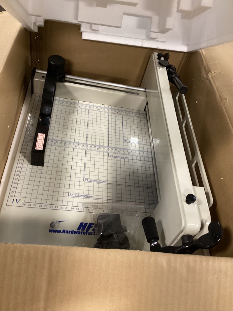 Condition photo showing Good Condition for HFS(R) Heavy Duty Guillotine Paper Cutter 400 Sheet Capacity | Solid Steel Construction (A4-12'' Paper Cutter)