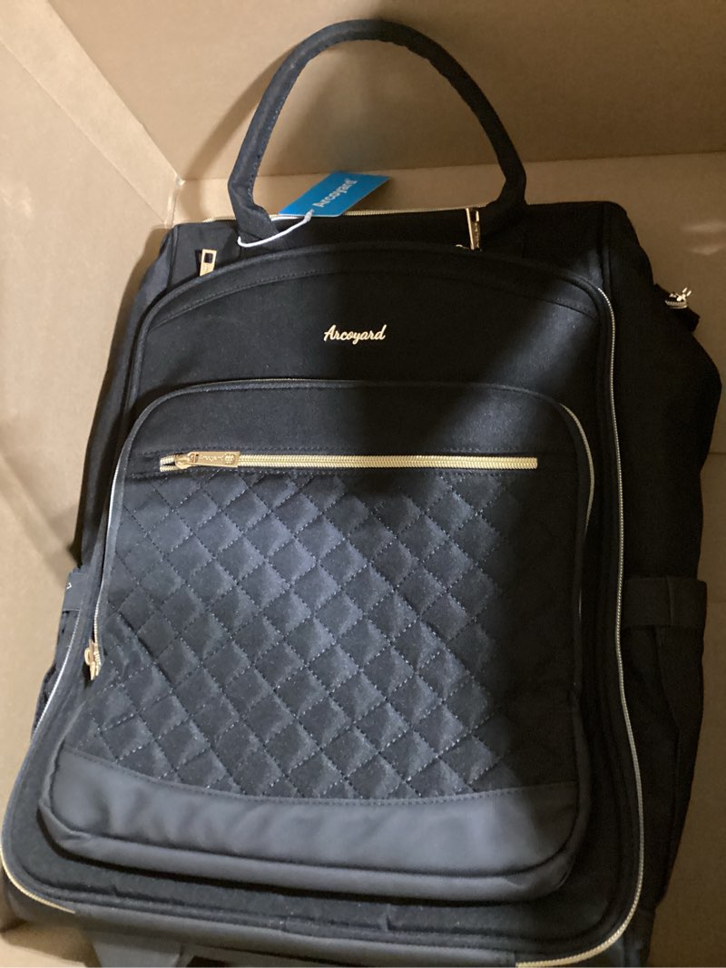 Condition photo showing Good Condition for Rolling Backpack for Women, Travel Backpack with Wheels, Vertical Storage Wheeled Laptop Backpack, Overnight Underseat Carry on Luggage for College Business Work, Stylish Rolling Laptop Bag, Black