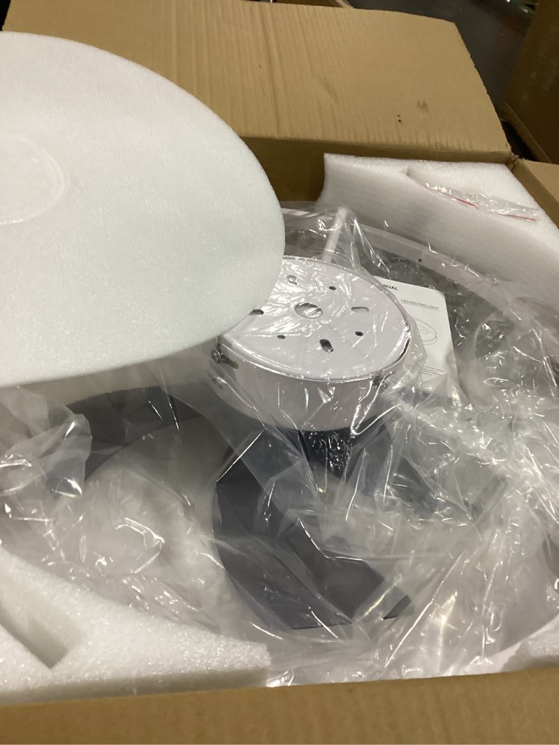 Condition photo showing Good Condition for Crystal Ceiling Fans with Lights,19.7" Flush Mount Ceiling Fan with Remote,Low Profile,Reversible,Noiseless,Dimmable,White Fandelier Chandelier Ceiling Fan for Bedroom