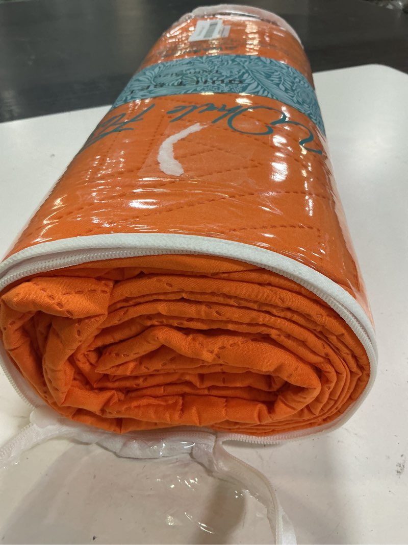 Condition photo showing Good Condition for whale flotilla soft twin size quilt set for all seasons, 2-piece ultrasonic geometric quilts bedding set, lightweight reversible bedspread, coverlet, bed cover with pillow sham, orange orange twin (68"x88")