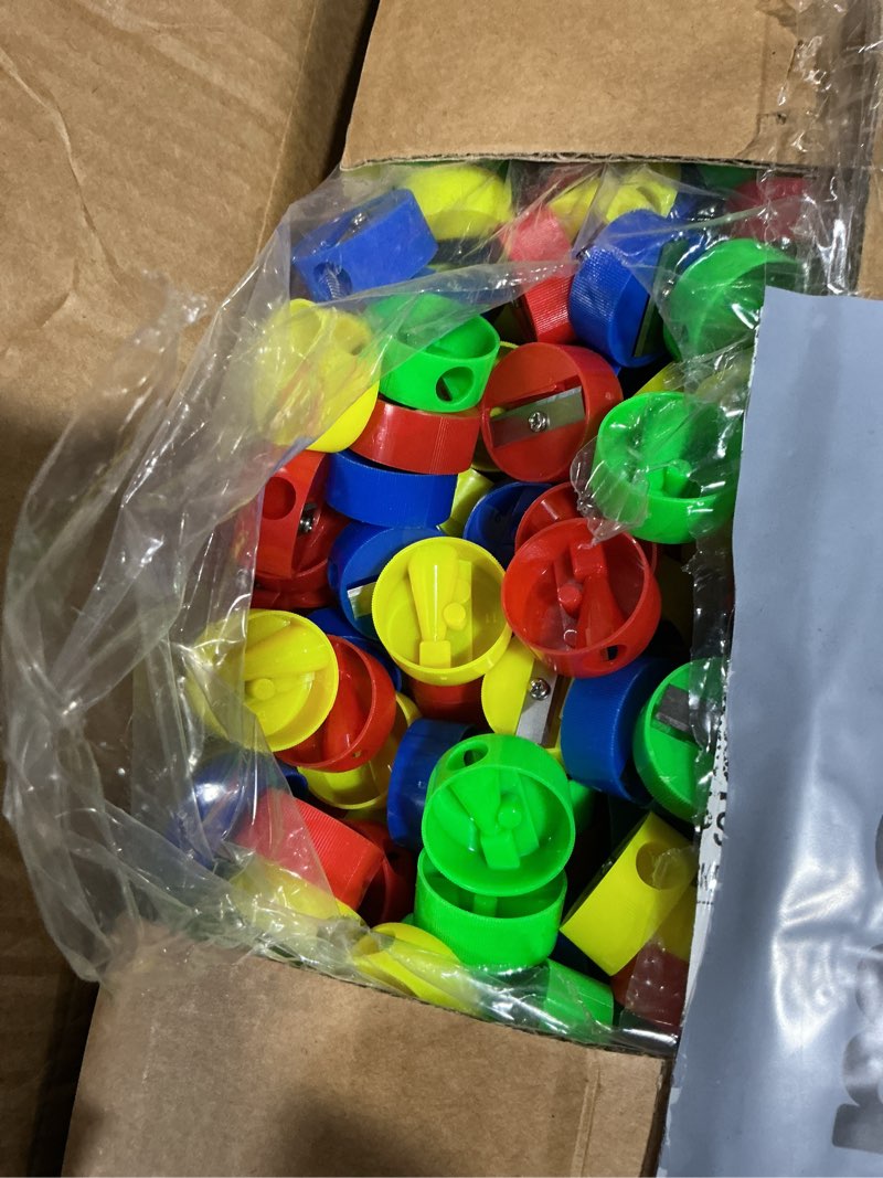 Condition photo showing New/Like New for 200 Pcs Pencil Sharpeners, Mini Round Manual Sharpeners Pocket Pencil Sharpener for Kids Adults Office School Supplies Goodie Bags and Gifts, Multicolor