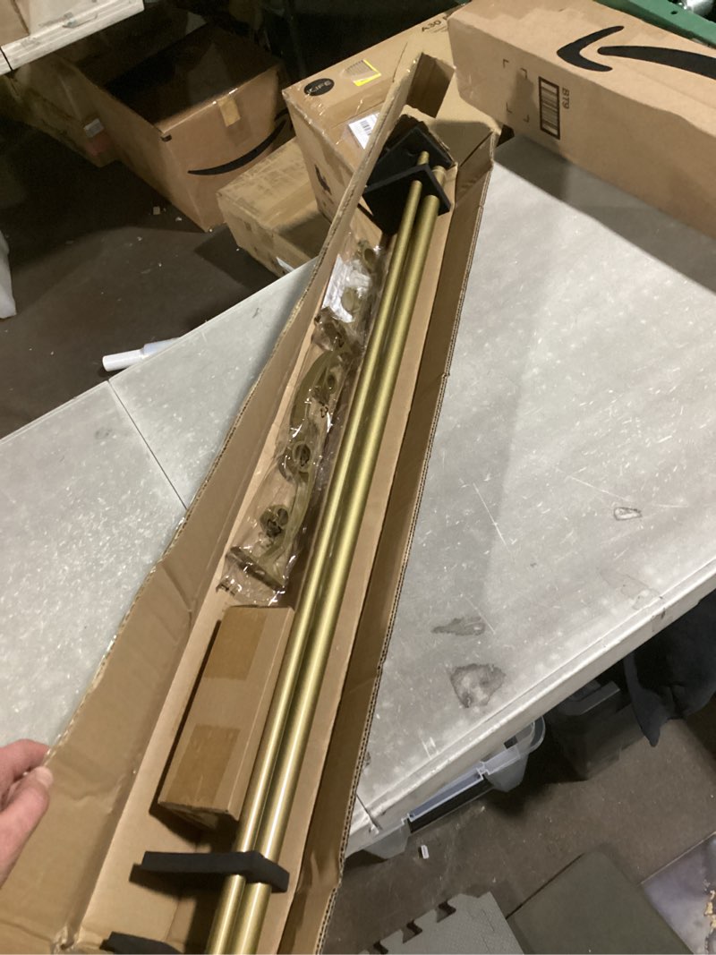 Condition photo showing Good Condition for Double Curtain Rods 36 to 72 Inches with Solid Aluminum Alloy Brackets, 1 Inch Adjustable Drapery Rod, Heavy Duty Dual Curtains Rod for Window, Sliding Door, Bedroom Decoration, Warm Gold Warm Gold 36"-72"