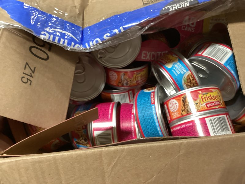 Condition photo showing As Is for Purina Friskies Gravy Wet Cat Food Variety Pack, Surfin’ and Turfin’ Prime Filets Favorites - (Pack of 40) 5.5 oz. Cans Chicken, Ocean Whitefish & Tuna, Salmon & Beef, Chicken & Tuna 5.5 Ounce (Pack of 40)