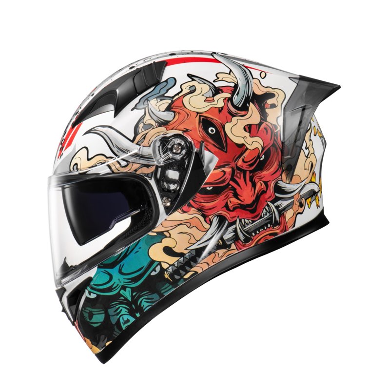 KYPARA Full Face Motorcycle Helmet with Internal Tinted Visor & DOT Approved for Moped ATV Cruiser Scooter (Samurai Spirit, Medium)