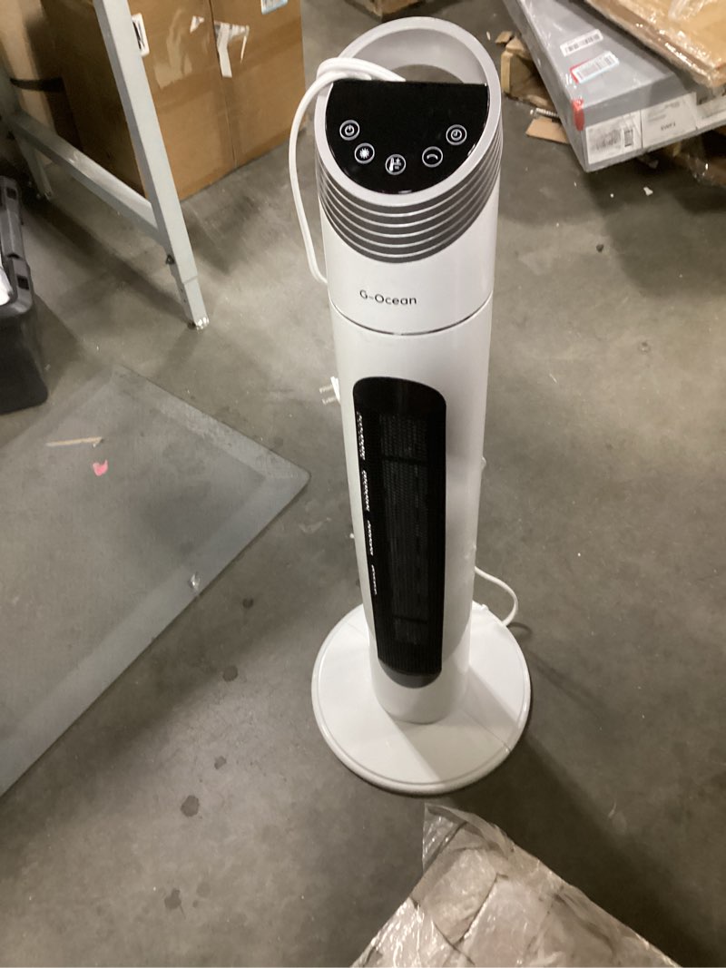 Condition photo showing As Is for Space Heater for Indoor Use, 34" Space Heater for Large Room, 1500W Tower Heater with Remote, Adjustable Thermostat, 12H Timer, 70° Oscillation, Overheat & Tip-Over Protection, White