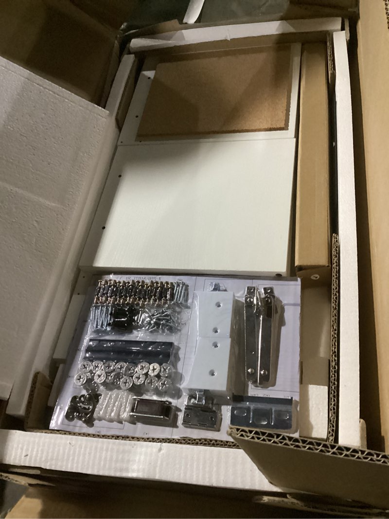 Condition photo showing As Is for Item similar to photo) o30\\\" Microwave Cabinet with Open Shelves - American Design Concept Wall Mount Microwave Stand - Newtown Origami White 42\\\" H Nt-origami White 30\\\" Width x 24\\\" Depth x 42\\\" Heighto