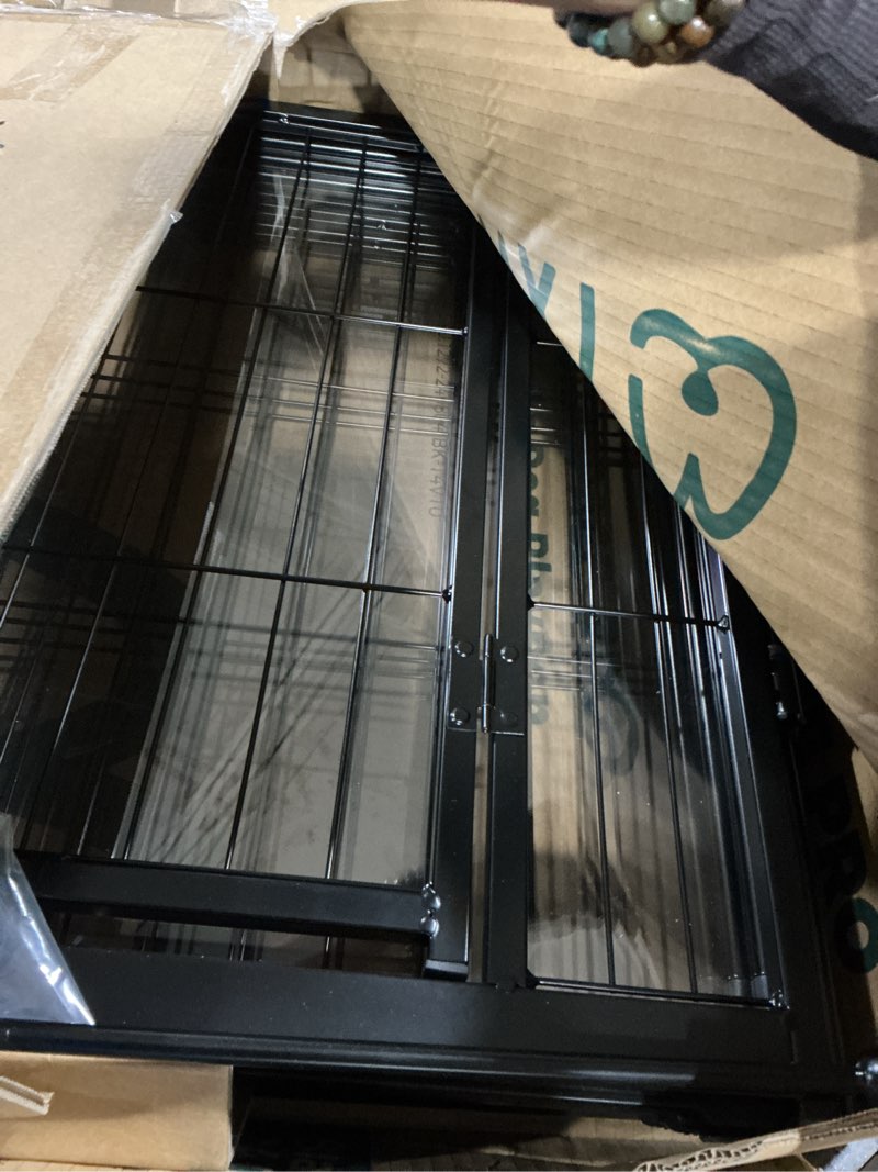 Condition photo showing Good Condition for fxw auraspace pro acrylic & wire mesh indoor dog playpen, 24" height 8 panels metal dog pen for puppies & small dogs, black?patented black 24"h 4 acrylic panels + 3 wire panels + 1 wire gate
