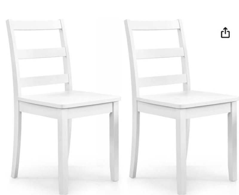 giantex wood dining chairs set of 2 white - wooden armless kitchen chairs with solid rubber wood legs, non-slip foot pads, max load 400 lbs, farmhouse style high ladder back dining room chairs