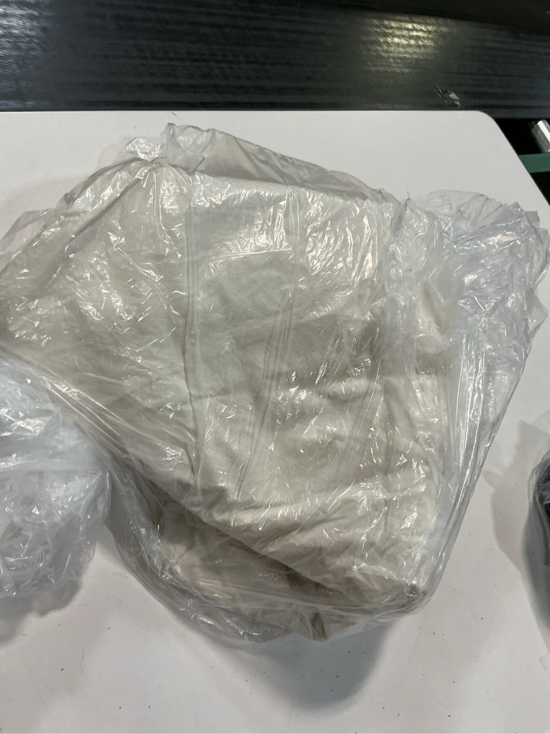 Condition photo showing As Is for (incomplete cover only)organic crisp percale duvet cover set, full/queen, ivory