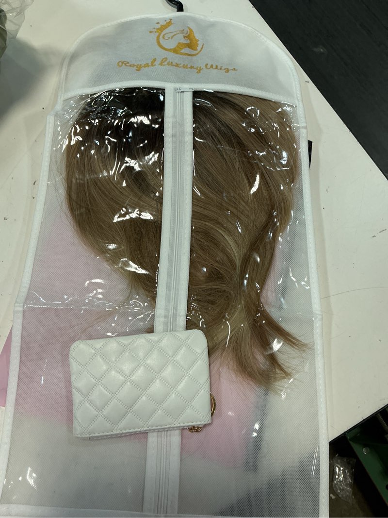 Condition photo showing Good Condition for umbrion short bob straight ombre blonde with bangs natural elegant look human hair wigs for women da
