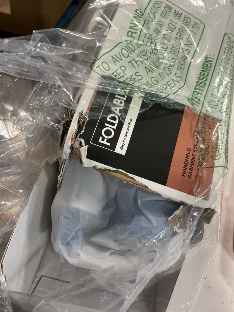 Condition photo showing As Is for Newbealer Steamer for Clothes, 1200W Travel Steamer with Horizontal & Vertical Steaming, 2 Steam Levels, Dry Ironing, Foldable, 1.5lbs Lightly, 180ml Handheld Fabric Wrinkle Remover (120V Only) Blue (120V Only)