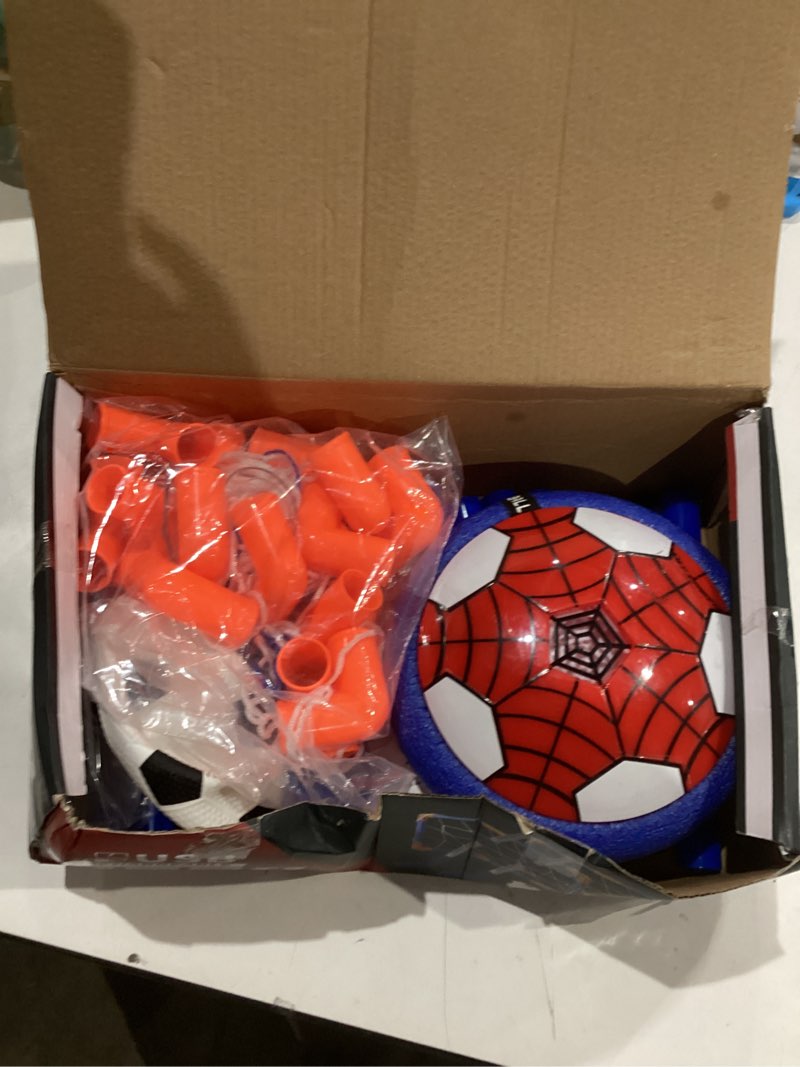 Condition photo showing As Is for Spider Hover Soccer Ball Toys Set for Kids, Toddler Hovering Hockey Sets, 3-in-1 Air Floating Soccer Rechargeable Toy with Led Light, Indoor Sports Games Birthday Christmas for Old Boys