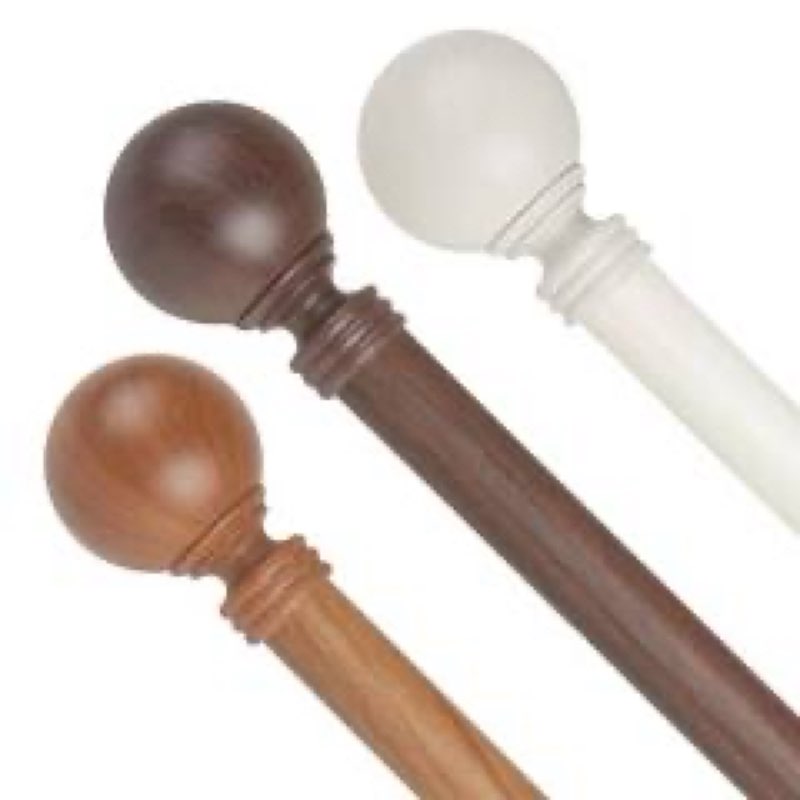 1" dia adjustable single faux wood curtain rod 66-120 inch in dark walnut with jacoby finials