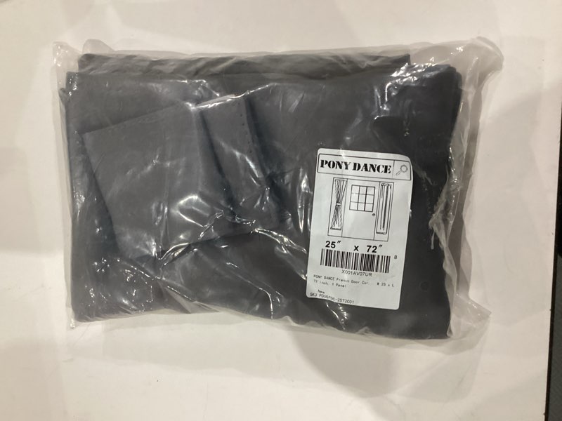Condition photo showing As Is for PONY DANCE French Door Curtain, Dual Rod Pocket Grey Blackout Drape for Front Glass Door Window, Privacy Thermal Insulated Room Darkening Curtain for Sidelight Window, W 25 x L 72 inch, 1 Panel 25"W x 72"L (Pack of 1) Grey