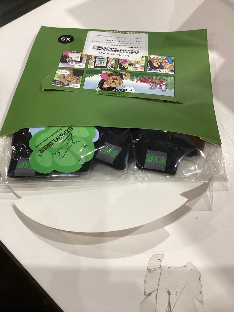 Condition photo showing New/Like New for EXPAWLORER Anti Slip Dog Socks to Prevent Licking Paws, Winter Snow Dog Boots & Paw Protectors Booties for Hardwood Floors with Heart Grippers, Dog Shoes for Small Medium Large Senior Dogs Black XS X-Small Black