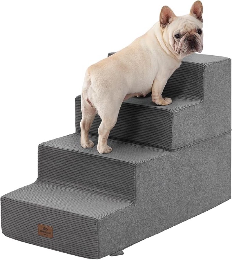 Joydeco Dog Stairs for Bed 22.8" H, 4-Step Pet Steps for Small Dogs and Cats, Dog Steps for High Bed