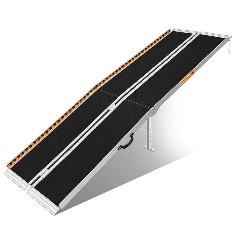 FACHNUO 10 Feet Portable Wheelchair Ramp with Support Legs, Non-Skid Aluminum Handicap Ramps, Folding Threshold Wheel Chair Ramp for Home Steps, Stairs, Entry, Threshold, Doorways, 800LBS Capacity