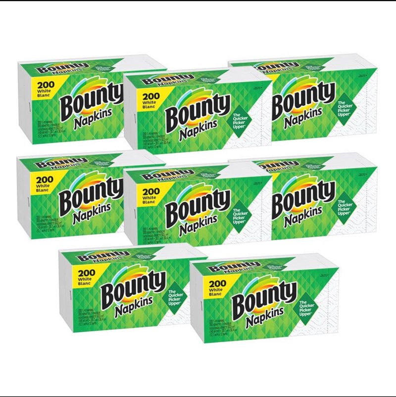 Bounty Quilted Napkins  1-Ply  12 1/10 x 12  White  200/Pack  8 Pack/Carton -PGC96595CT
