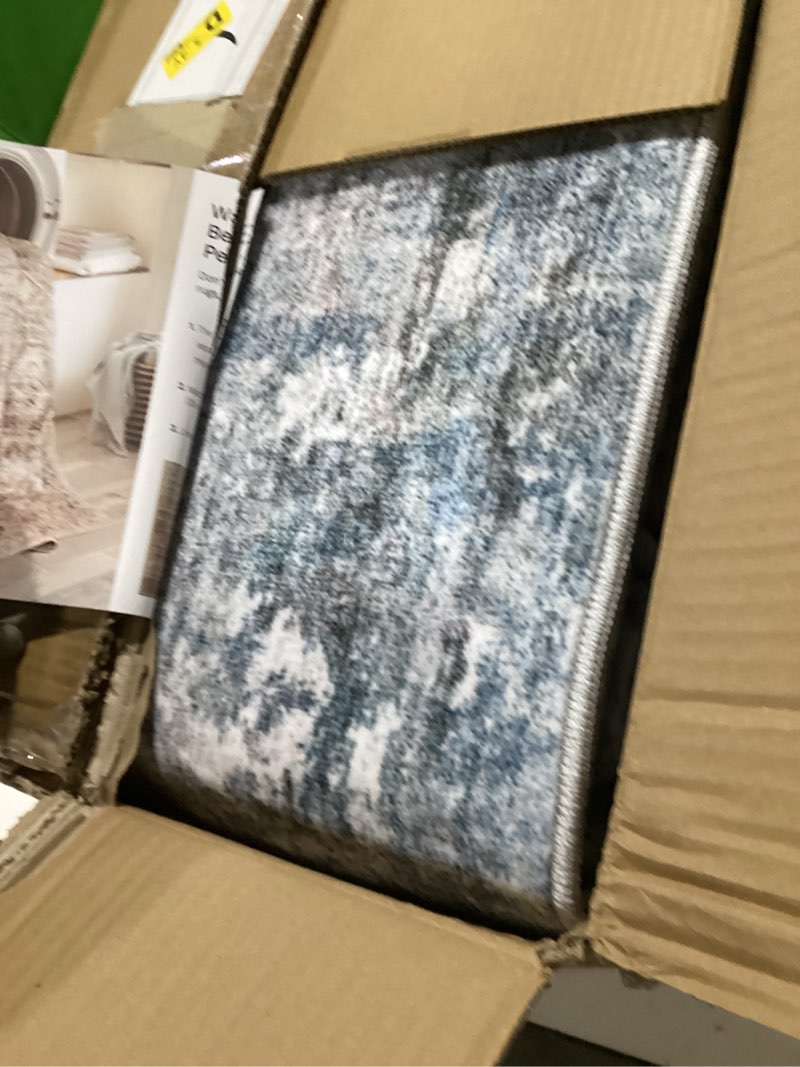 Condition photo showing Good Condition for soalmost abstract rug 8x10 large living room rugs neutral modern washable area rugs for bedroom dining room non-slip stain resistant foldable thin blue blue/grey 8' x 10' (rectangular)