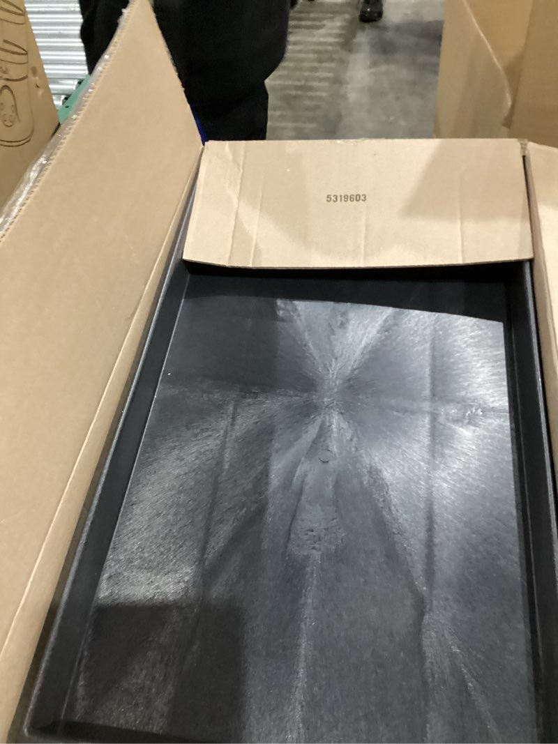 Condition photo showing Good Condition for luxor ec111-b heavy duty plastic utility cart, 32" x 18" rolling tub cart with three shelves, 300 lbs. capacity, ergonomic push handle, black 1 pack black