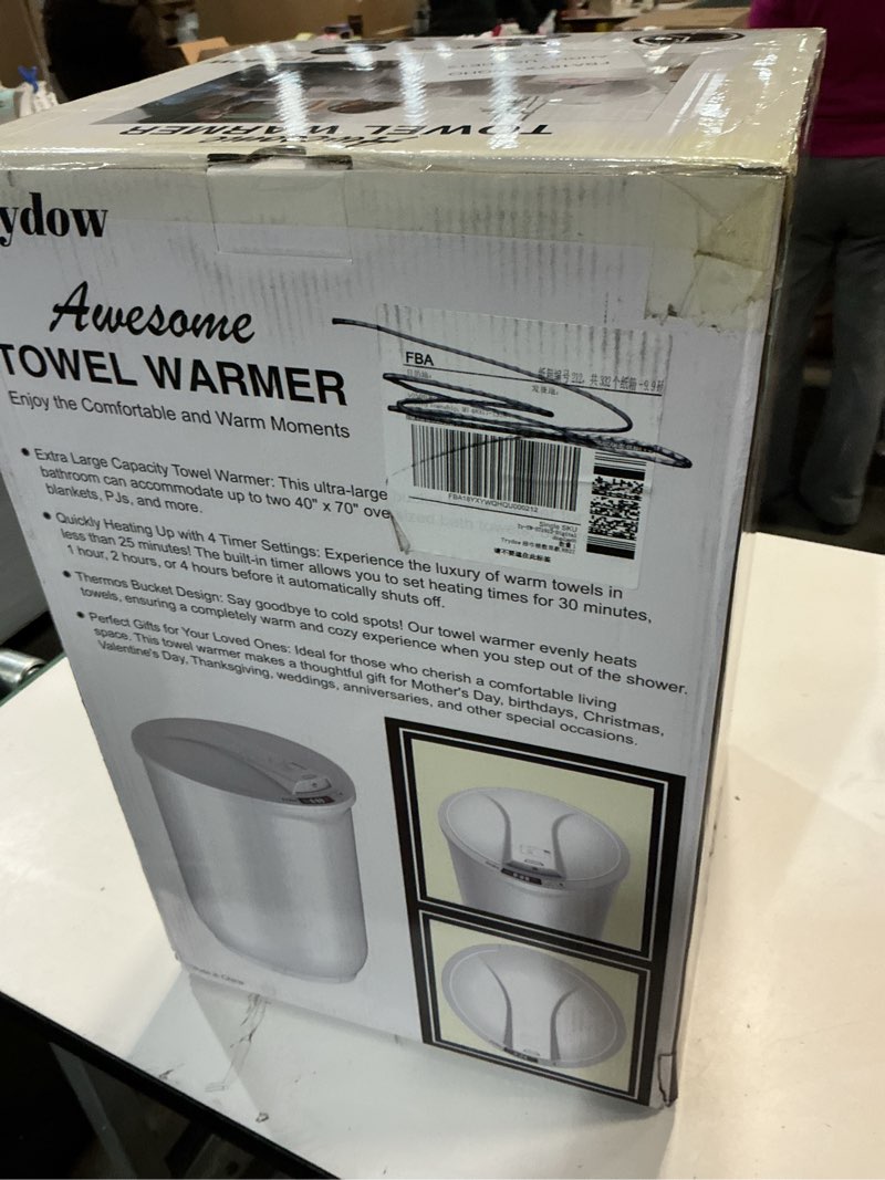 Condition photo showing New/Like New for Ultra Large Capacity Towel Warmer Bucket, Rapid Heating with Timer, One-Button Digital Display Control, Safety Lock, Gifts for Him & Her, Auto Shut-Off, Fits 2 Large, Blankets, Bathrobes, PJ's White