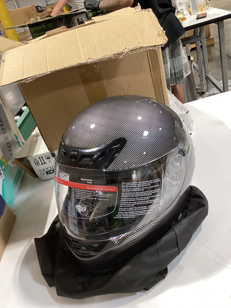 Condition photo showing Good Condition for slmoto dot certified full face adult motocross motorcycle helmet for atv off-road (carbon fiber, xl) carbon fiber x-large