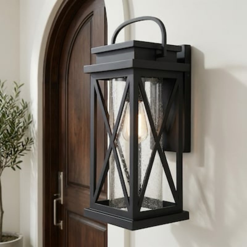 100+ bought last week quoizel saint elias 1 -light 17.88-in h matte black hardwired outdoor wall light item #4145441 | model #lws33898b