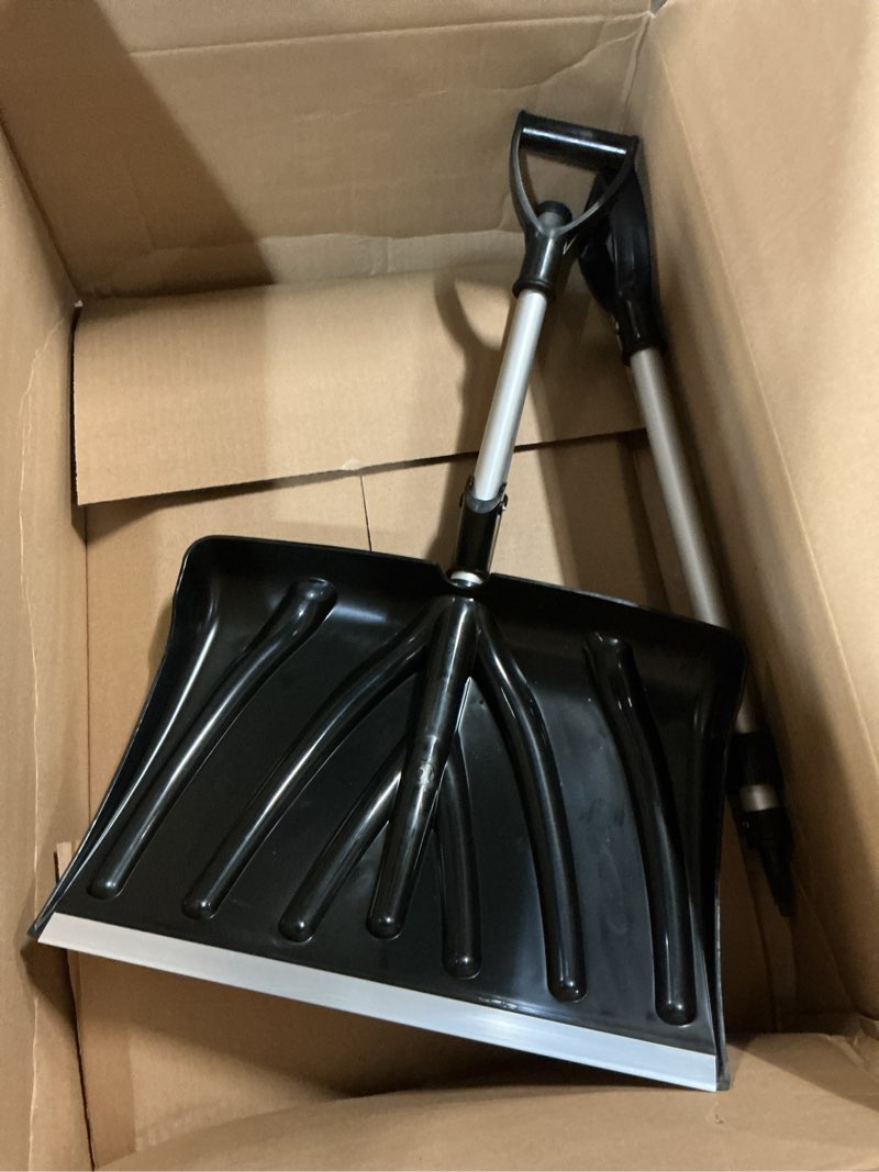 Condition photo showing Good Condition for snow shovel, 18-inch aluminum blade with aluminum handle and d-grip, 3.5lbs lightweight & ergonomic shoveling tool, all-season portable shovel for gardening, ice removal & snow removal, black black (aluminum)