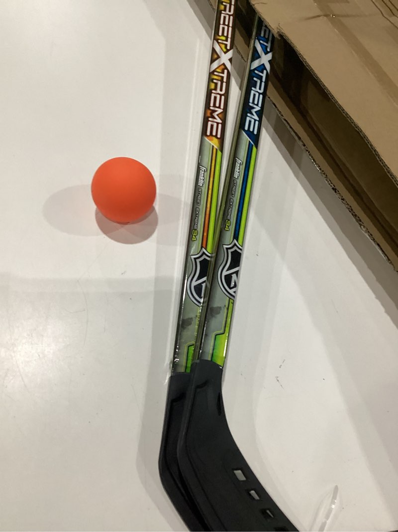 Condition photo showing Good Condition for franklin sports street hockey sticks + ball set - two player set