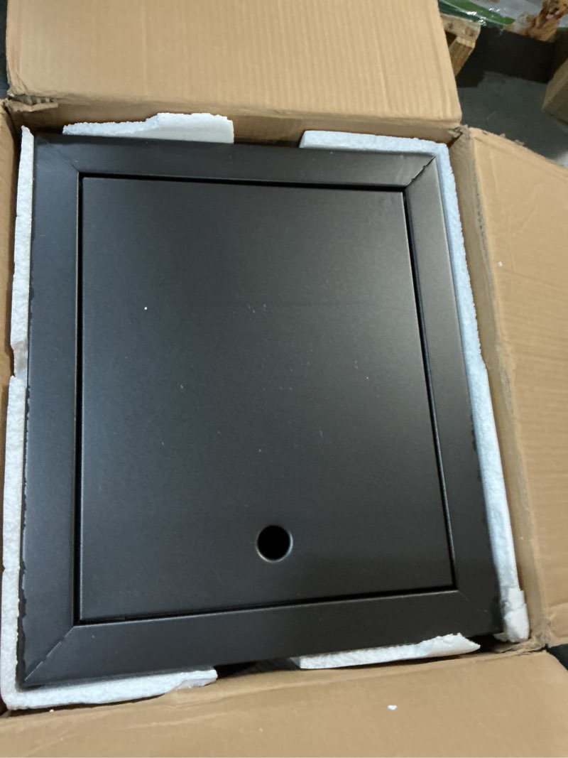 Condition photo showing Good Condition for metal garden hose reel box, heavy duty 150ft 5/8" large capacity hose storage deck box with hose guide, 6ft leader hose, leak-proof aluminum water connection, manual crank handle easy essemble (black)