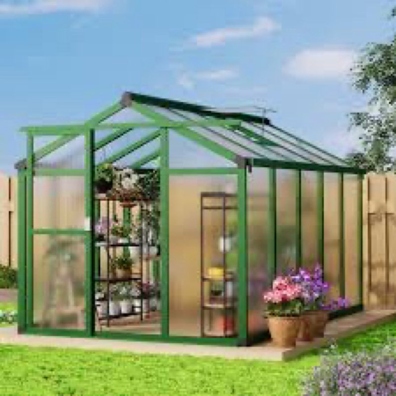 Garvee 6x10 ft Greenhouse, Easy Assembly Polycarbonate Greenhouses for Outdoor with Adjustable Roof 
