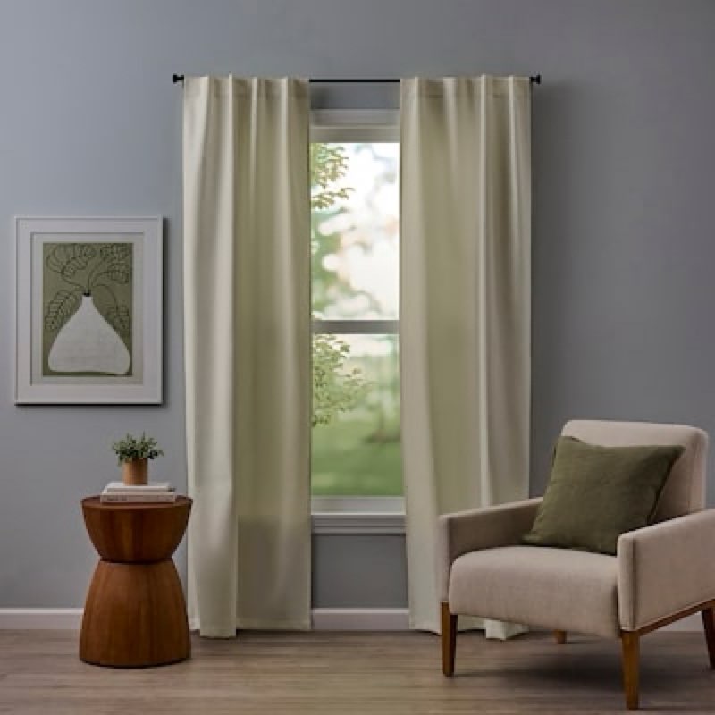 allen + roth 84-in ivory room darkening thermal lined back tab/pinch pleat/rod pocket curtain