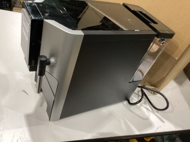 Condition photo showing As Is for cuisinart espresso bar fully automatic espresso machine, makes hot or cold cafe-quality cappuccino, lattes, americanos and cold extracted espresso, steam/frothing wand for milk-based drinks, em-550, not tested, incomplete