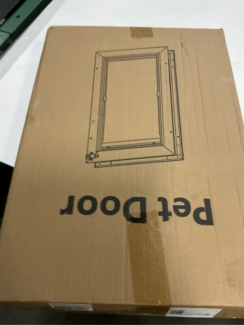 Condition photo showing New/Like New for dog door all aluminum medium, doggy doggie cat door, heavy duty pet door for install in interior exterior doors or wall, 2 magnetic flaps, energy efficient, closing panel for pets up to 45lb
