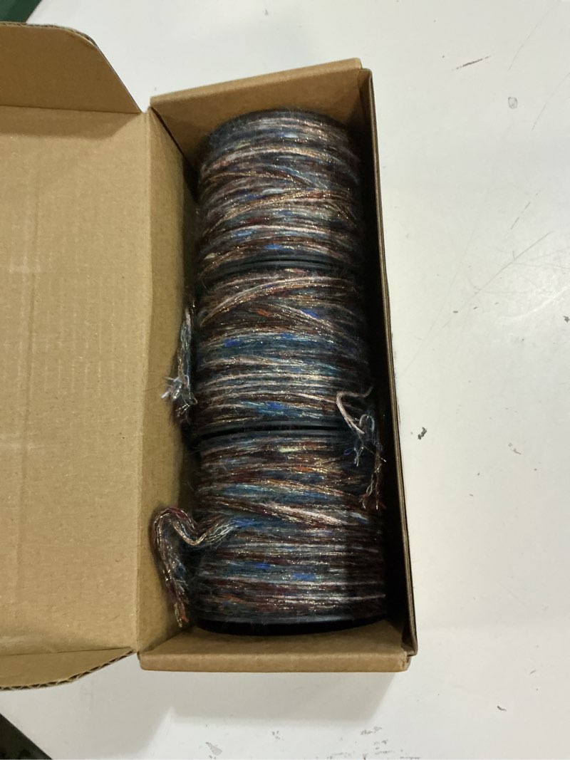 Condition photo showing Good Condition for sparkle yarn, glitter yarn for knitting crocheting crafts diy, set of 3 rolls (bronze nebula)