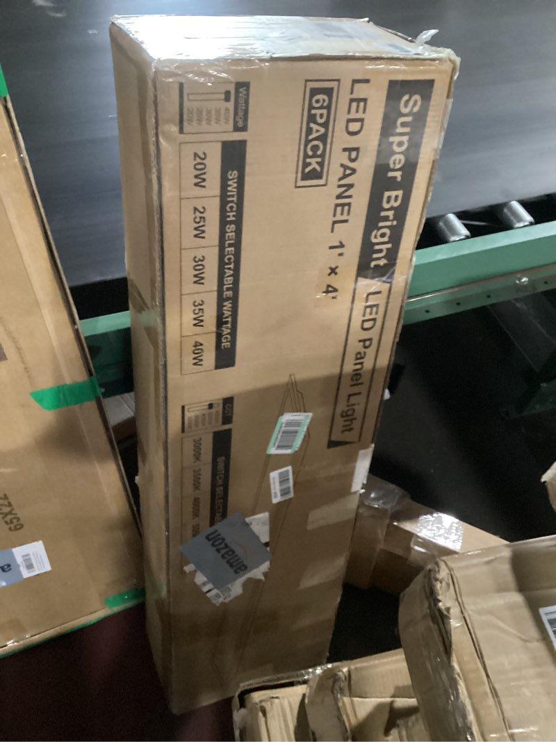 Condition photo showing New/Like New for 6 pack 1x4 led flat panel light drop ceiling office fixture, 5040lm, 20w/25w/30w/35w/40w selectable,3000k/3500k/4000k/5000k/6500k 5cct,dimmable (0-10v) for shop,commercial warehouse,etl listed 1x4ft 6pack