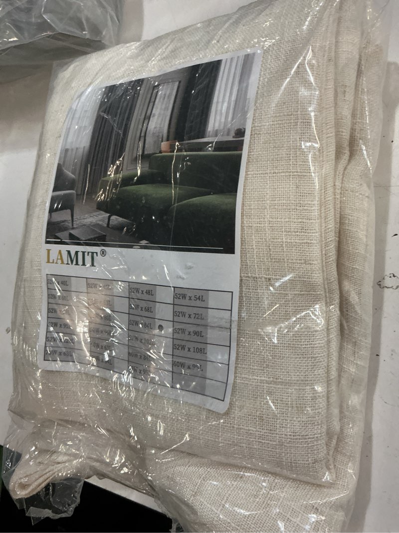 Condition photo showing New/Like New for lamit natural ivory linen semi sheer curtains 84 inch length, cream light filtering soft thick neutral living room drapes with bronze grommet for bedroom/farmhouse, 2 panels, 52 x 84 inch 52\\\"w x 84\\\"l (pack of 2) natural