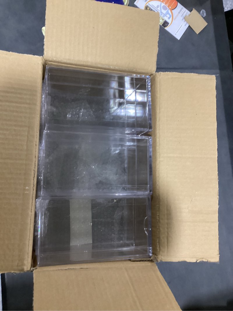 Condition photo showing Good Condition for yieach 9 pack small acrylic drawers with 18 drawers,clear drawer organizers stackable,school,office supplies organizer and storage bins for stationery,pen,pencil,craft,glasses,sunglass organizer case 18 drawers-3.4 in narrow