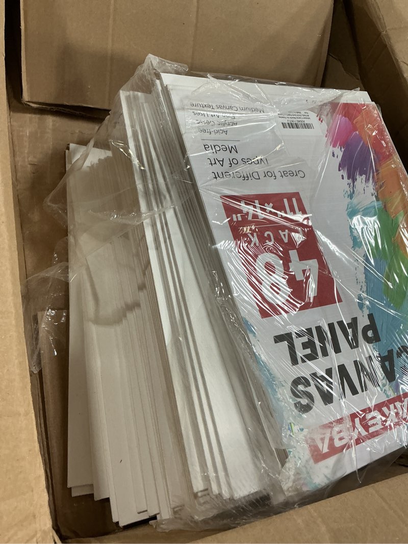 Condition photo showing Good Condition for canvas boards for painting 48 pack 11x14 inch blank canvas panels, 100% cotton art supplies for acrylics oil watercolor tempera paints 11"x14" - 48pcs
