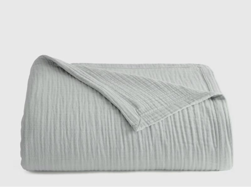 quince organic cotton gauze blanket king silver
